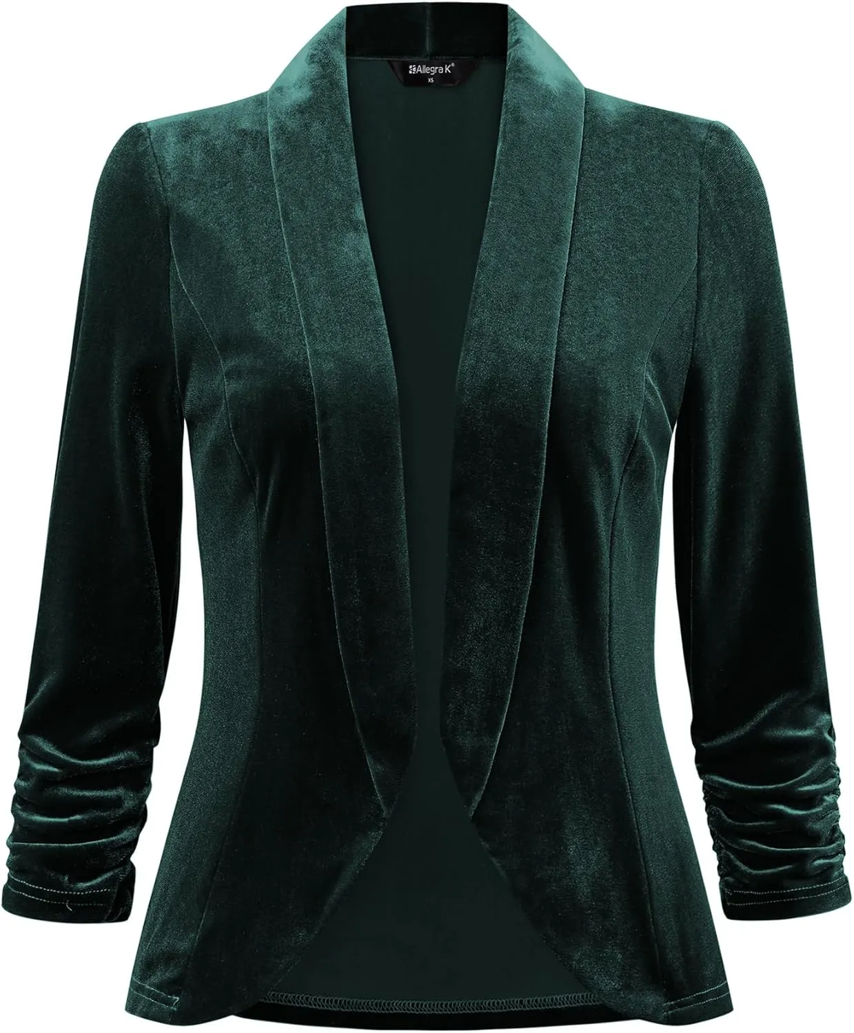 Allegra K Velvet Jackets for Women's 3/4 Sleeve Open Front Velvet Cardigan