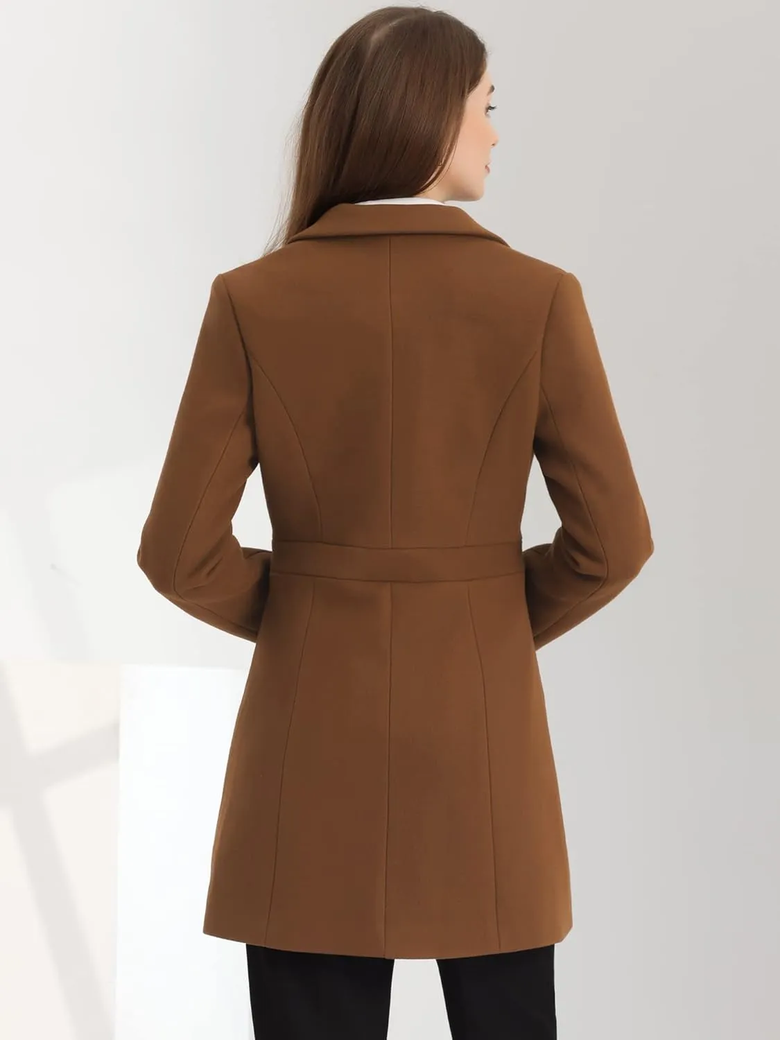 Allegra K Winter Coat for Women's 2024 Notched Lapel Single Breasted Button Down Outerwear Pea Coats