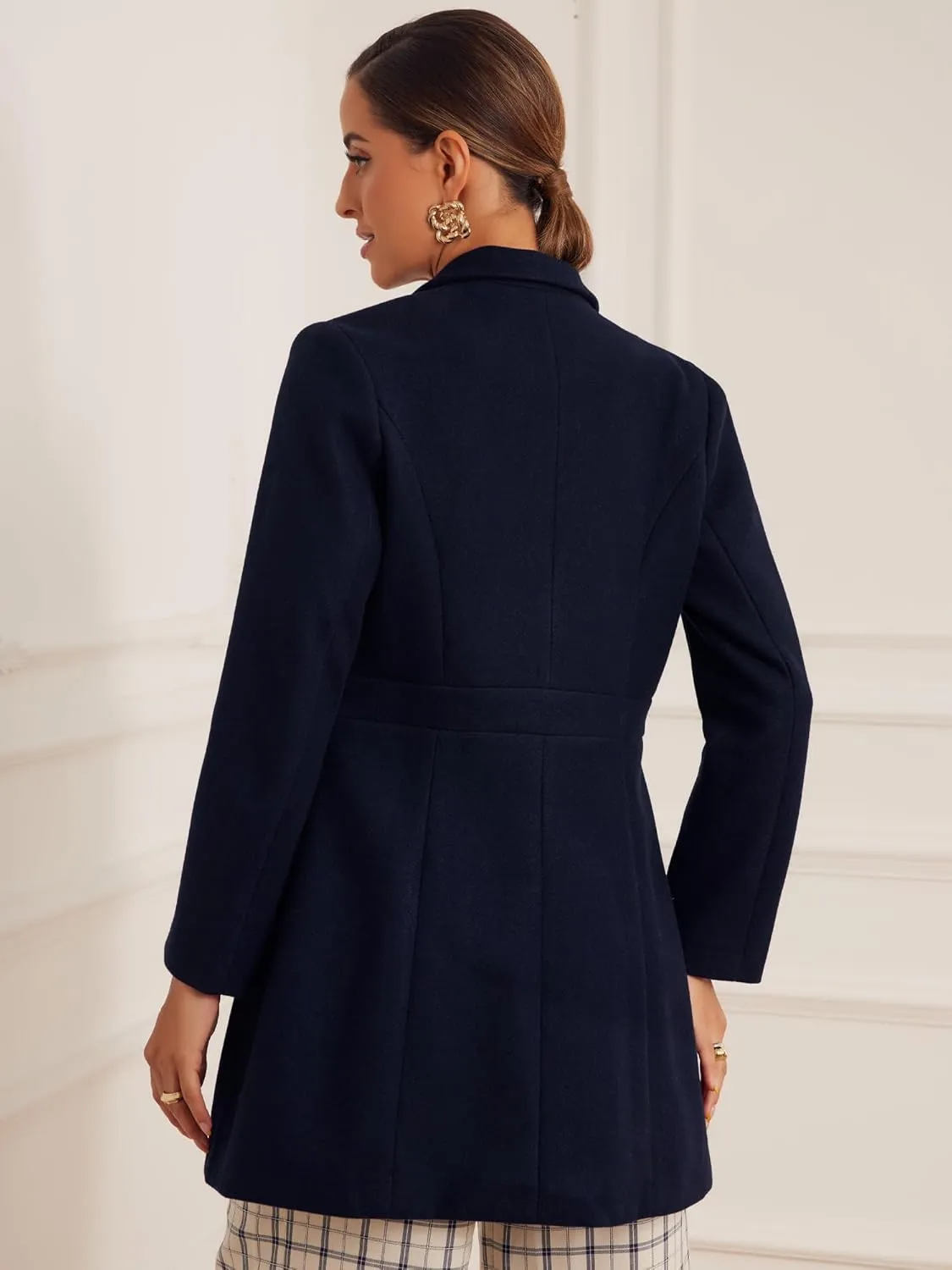 Allegra K Winter Coat for Women's 2024 Notched Lapel Single Breasted Button Down Outerwear Pea Coats