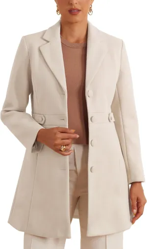 Allegra K Winter Coat for Women's 2024 Notched Lapel Single Breasted Button Down Outerwear Pea Coats