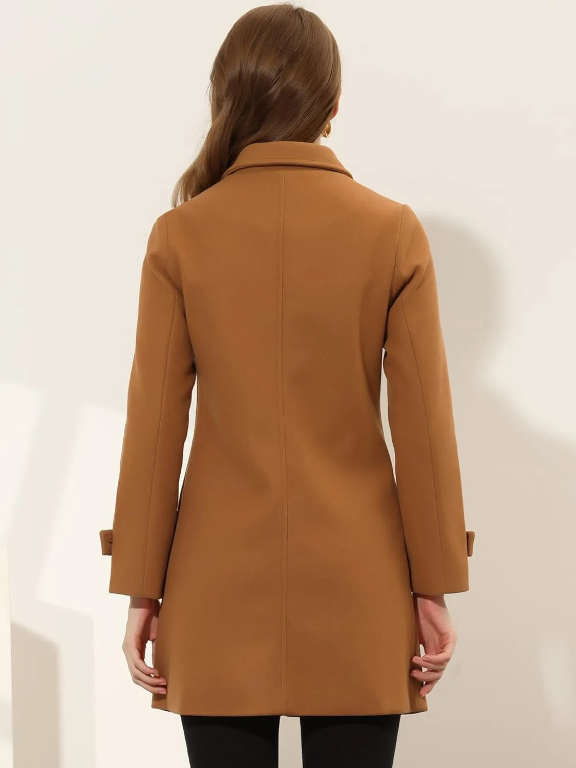 Allegra K Women's Winter Outerwear Overcoat Peter Pan Collar Mid-thigh A-line Single Breasted Pea Coat