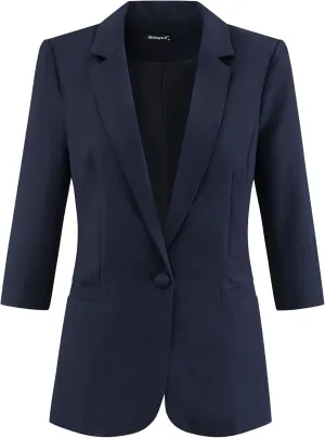 Allegra K Work Office Jackets for Women's Casual Ruched 3/4 Sleeve Blazer