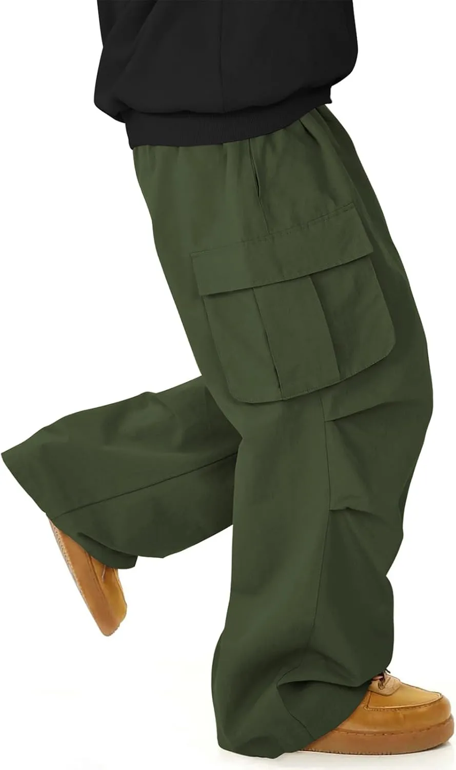 American Trends Baggy Cargo Pants Men Wide Casual Parachute Pants Men Jogger Drawstring Hiking Hip Hop Pants with Pocket