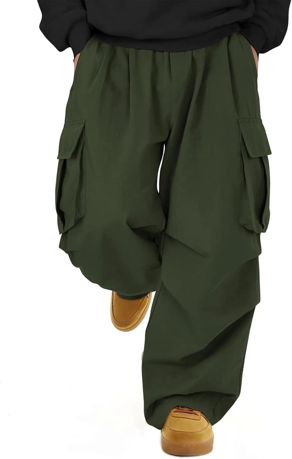American Trends Baggy Cargo Pants Men Wide Casual Parachute Pants Men Jogger Drawstring Hiking Hip Hop Pants with Pocket