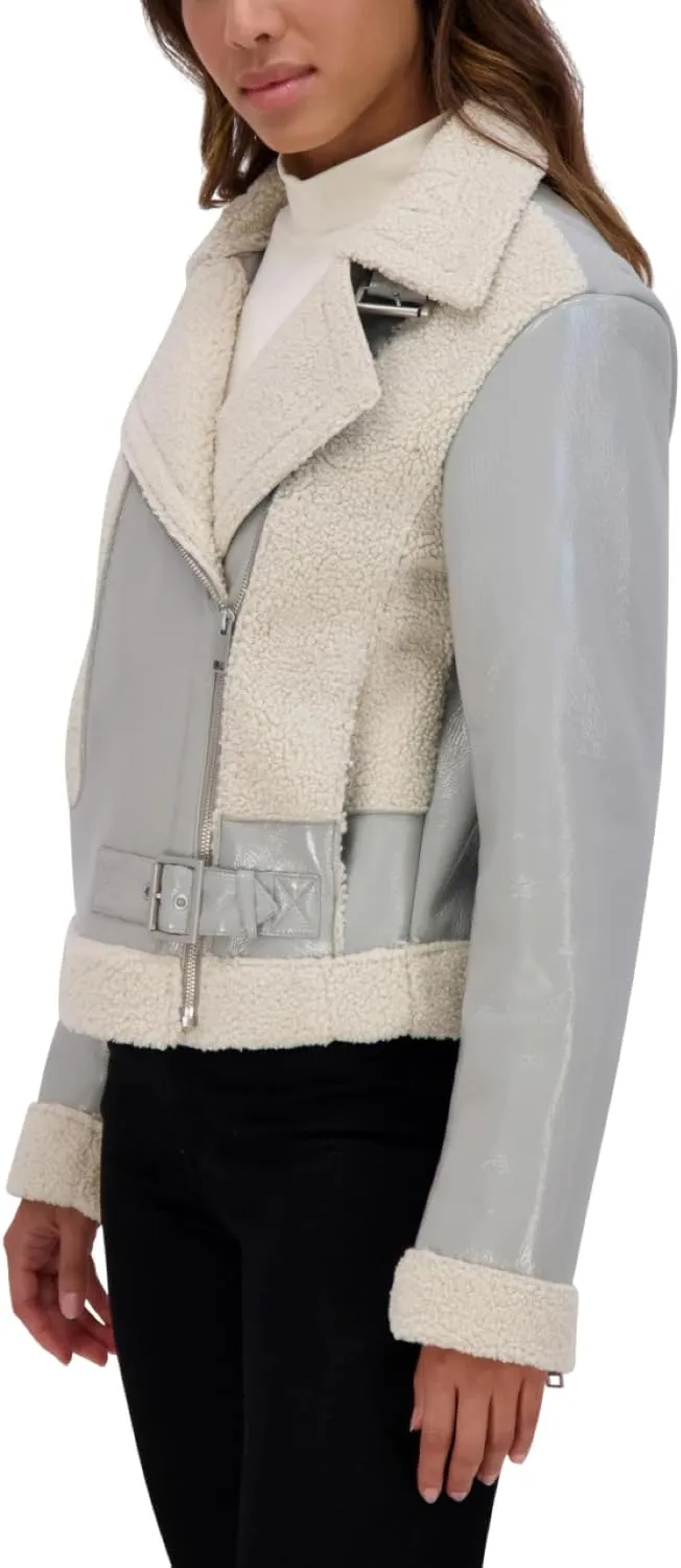 Andrew Marc Women's Moto Faux Patent Leather Jacket