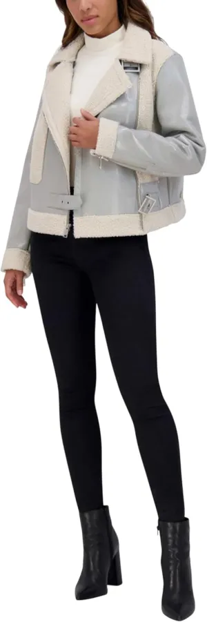 Andrew Marc Women's Moto Faux Patent Leather Jacket