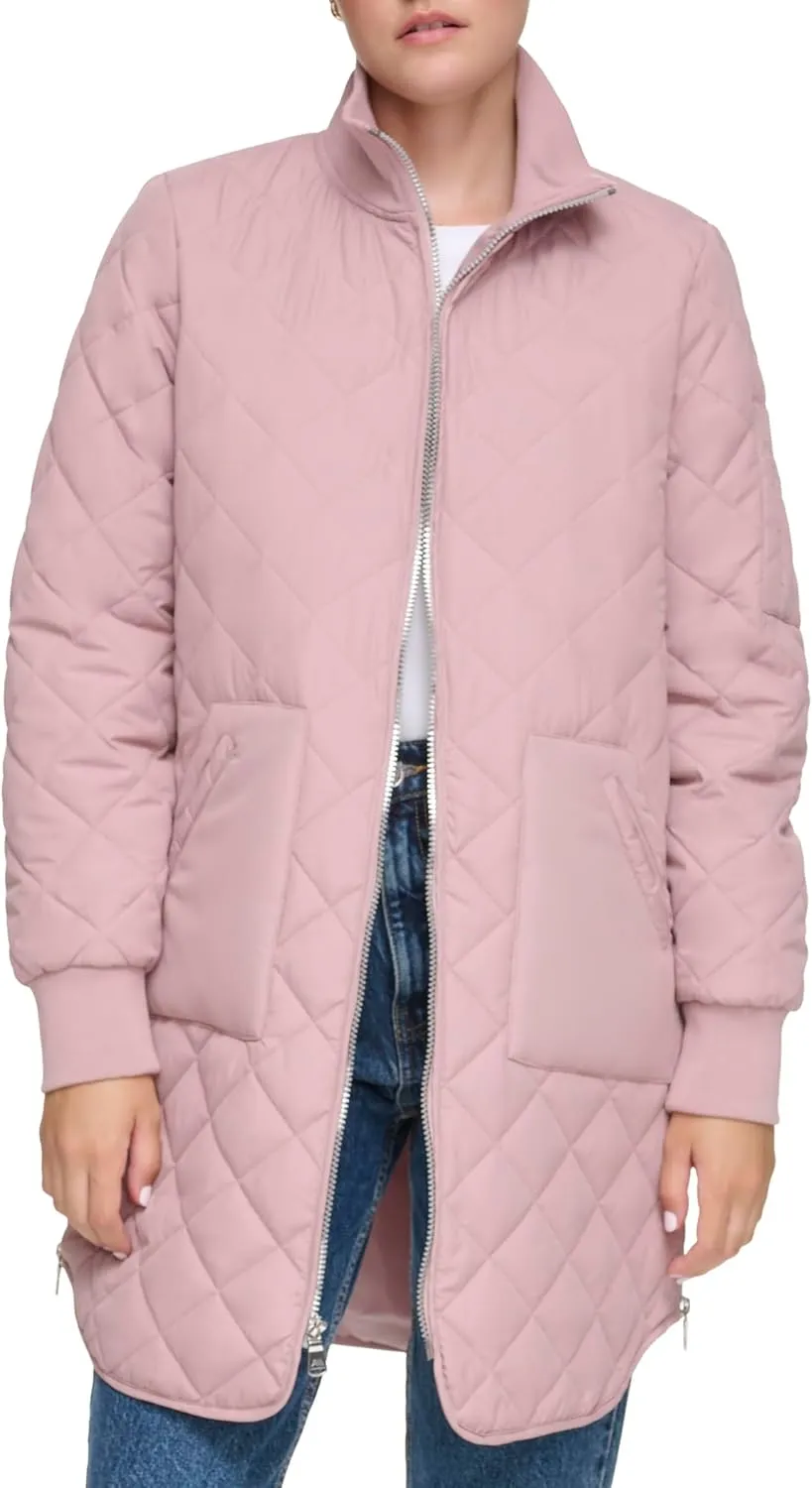 Andrew Marc Women's Quilted Longline Jacket with Side Zips