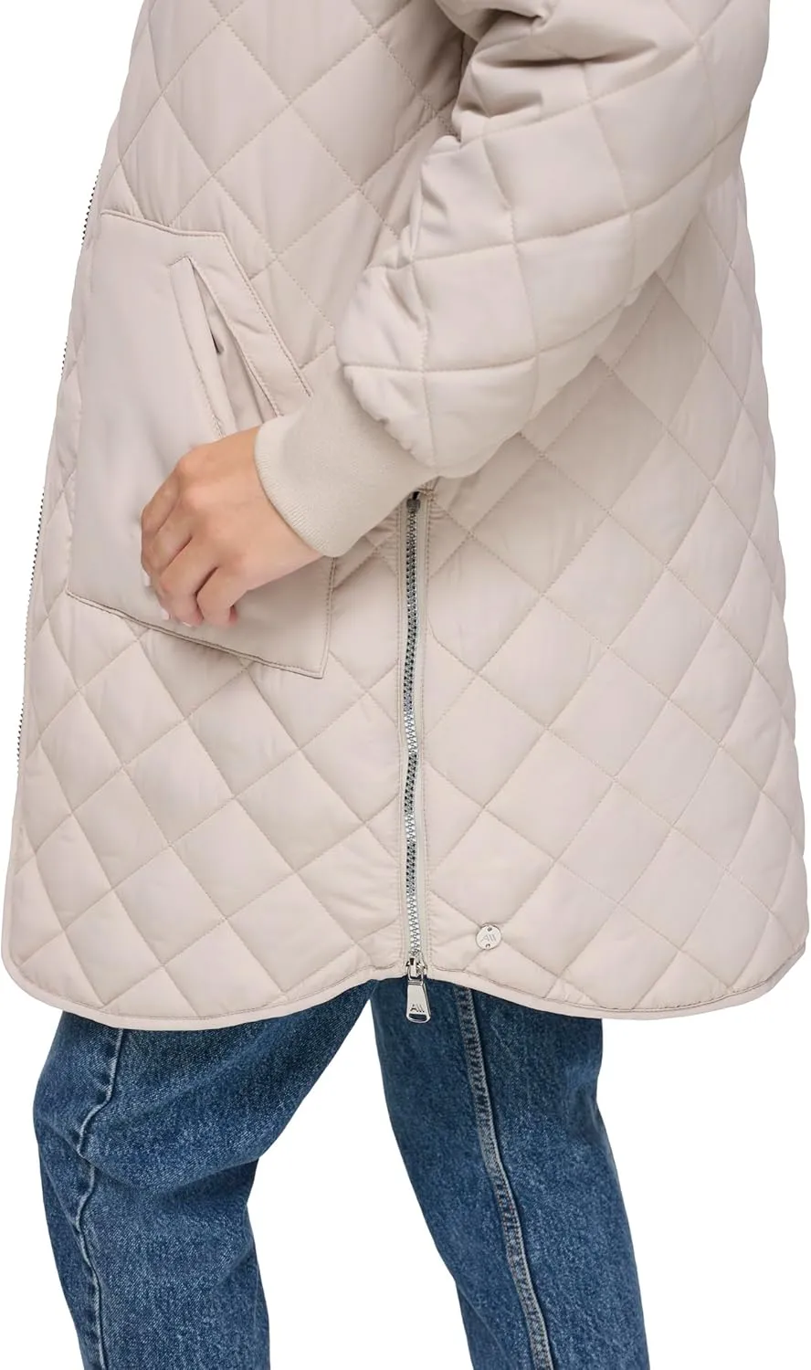 Andrew Marc Women's Quilted Longline Jacket with Side Zips