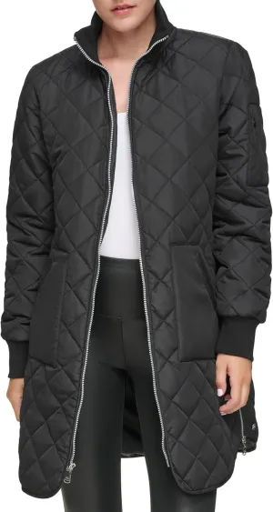Andrew Marc Women's Quilted Longline Jacket with Side Zips