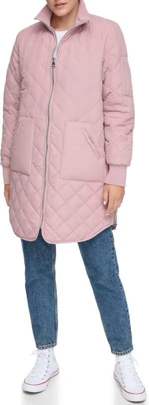 Andrew Marc Women's Quilted Longline Jacket with Side Zips