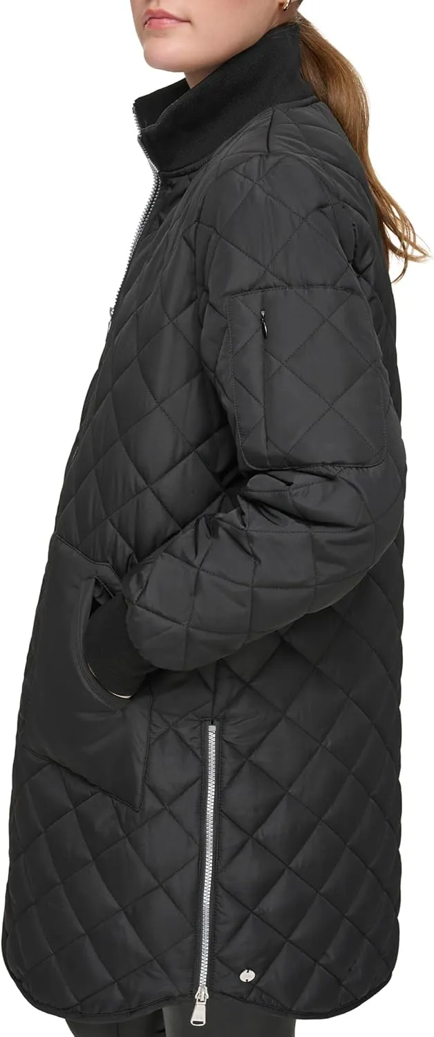 Andrew Marc Women's Quilted Longline Jacket with Side Zips