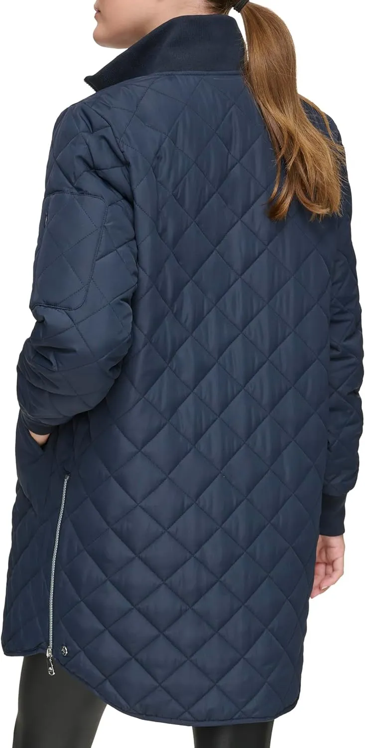 Andrew Marc Women's Quilted Longline Jacket with Side Zips