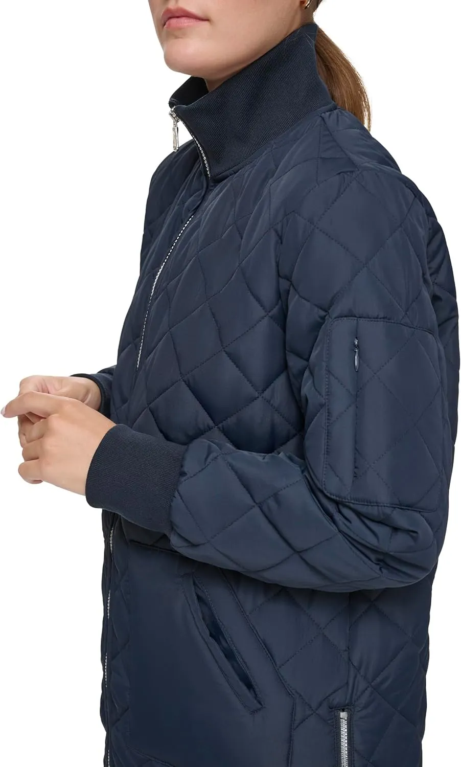 Andrew Marc Women's Quilted Longline Jacket with Side Zips