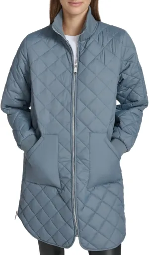 Andrew Marc Women's Quilted Longline Jacket with Side Zips