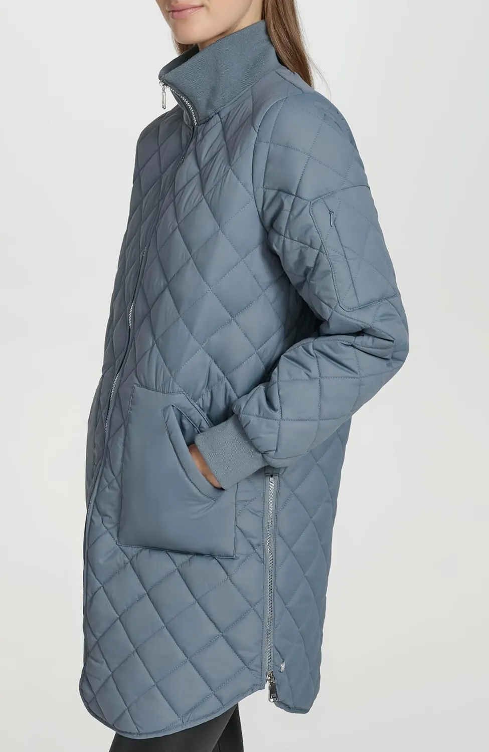 Andrew Marc Women's Quilted Longline Jacket with Side Zips