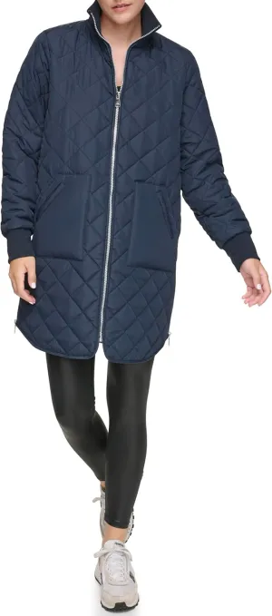 Andrew Marc Women's Quilted Longline Jacket with Side Zips