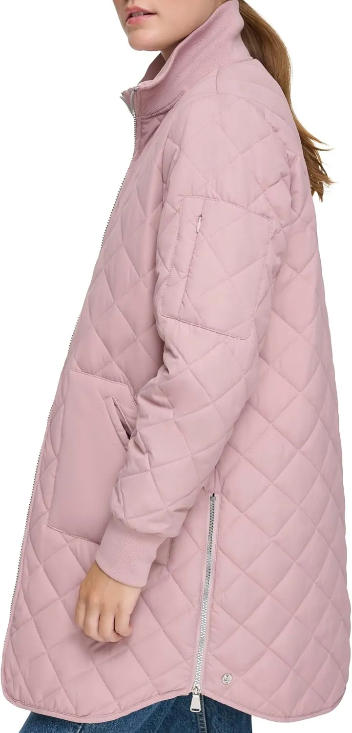 Andrew Marc Women's Quilted Longline Jacket with Side Zips