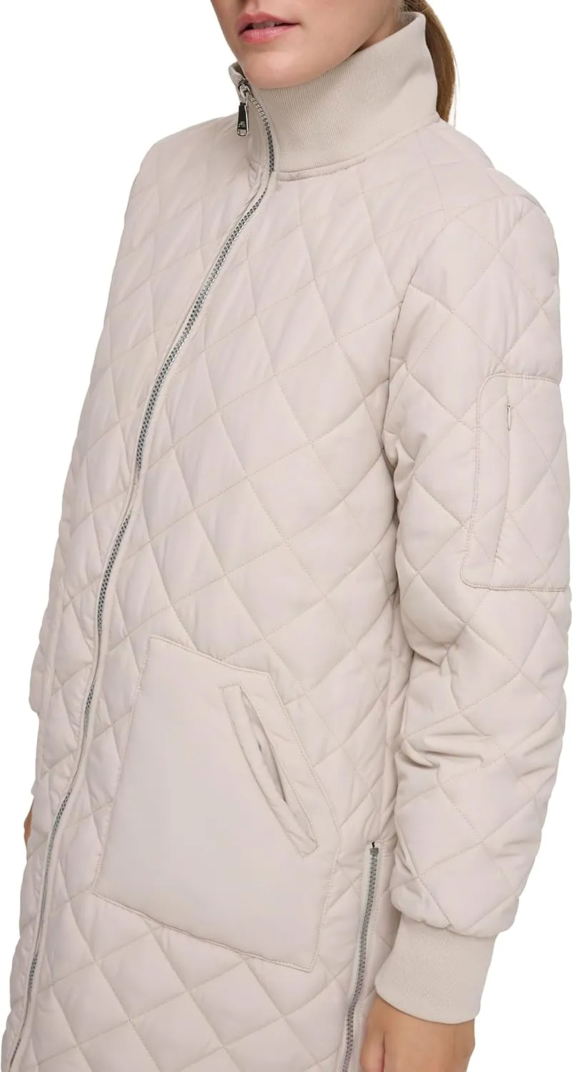 Andrew Marc Women's Quilted Longline Jacket with Side Zips