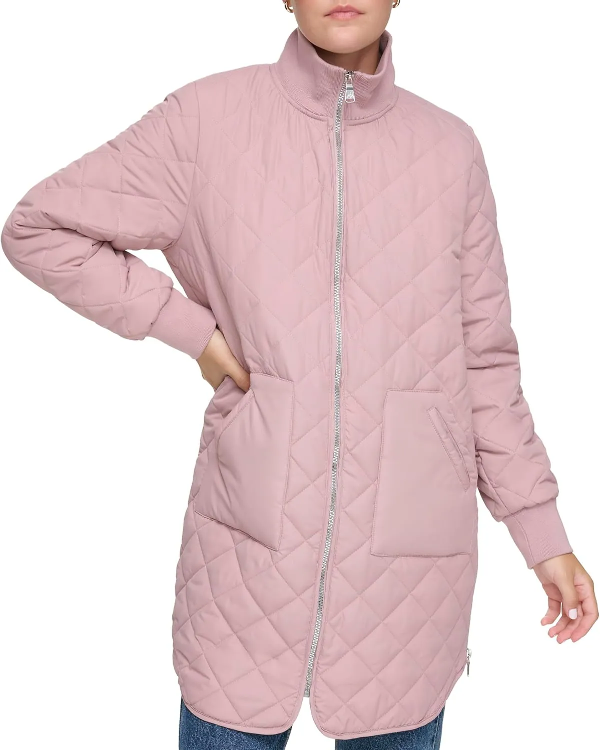 Andrew Marc Women's Quilted Longline Jacket with Side Zips