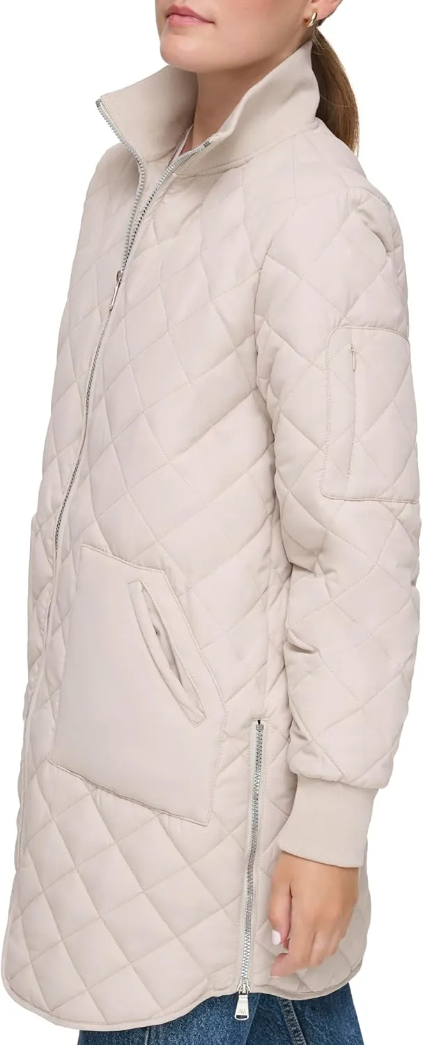 Andrew Marc Women's Quilted Longline Jacket with Side Zips