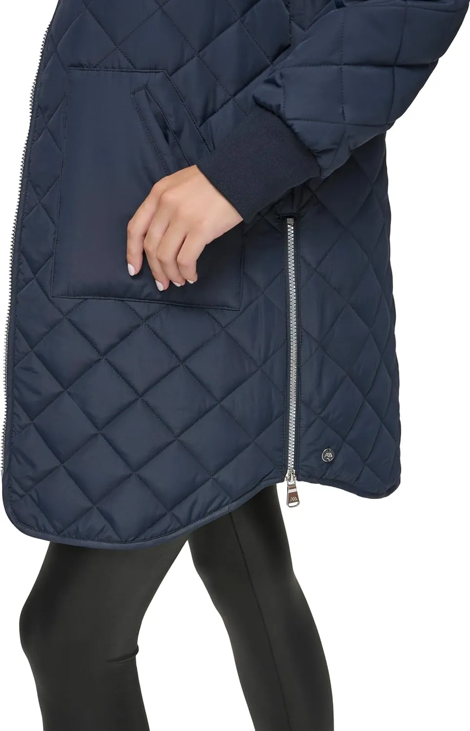 Andrew Marc Women's Quilted Longline Jacket with Side Zips
