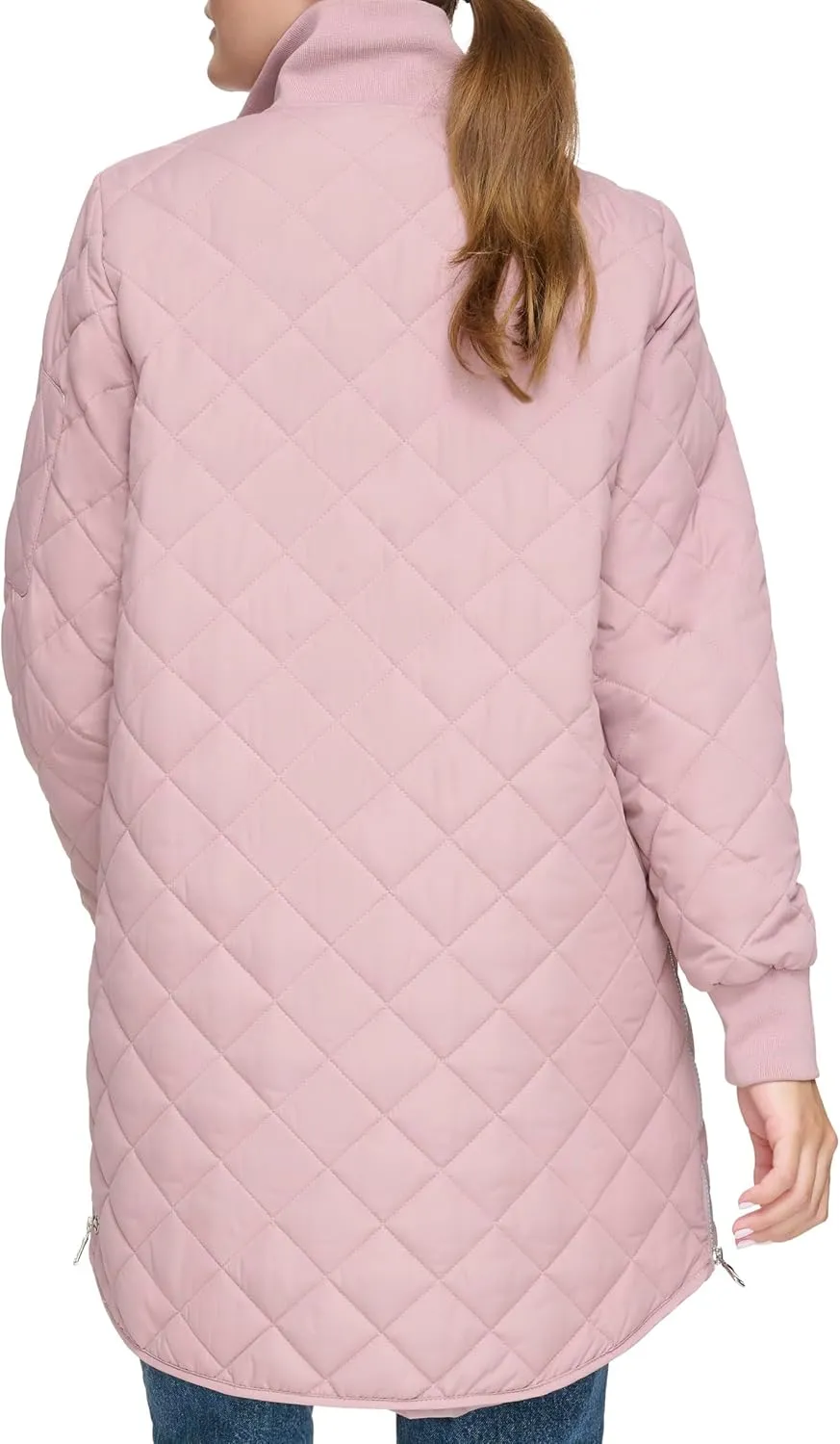 Andrew Marc Women's Quilted Longline Jacket with Side Zips