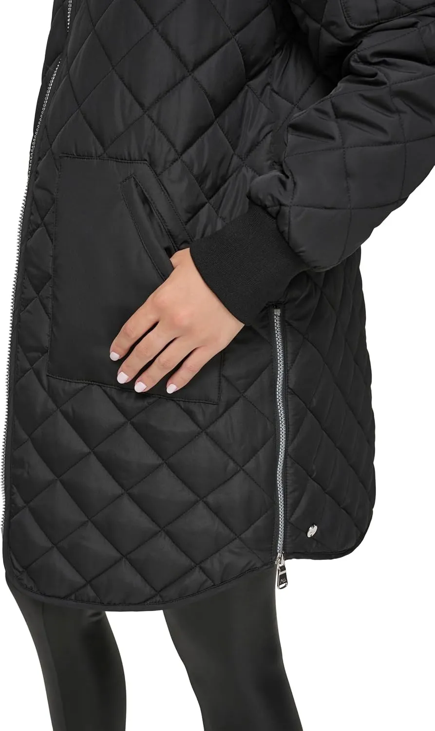 Andrew Marc Women's Quilted Longline Jacket with Side Zips