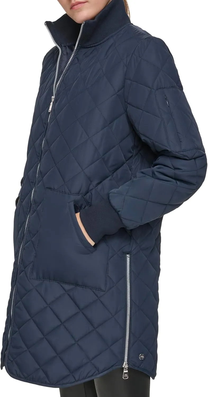 Andrew Marc Women's Quilted Longline Jacket with Side Zips