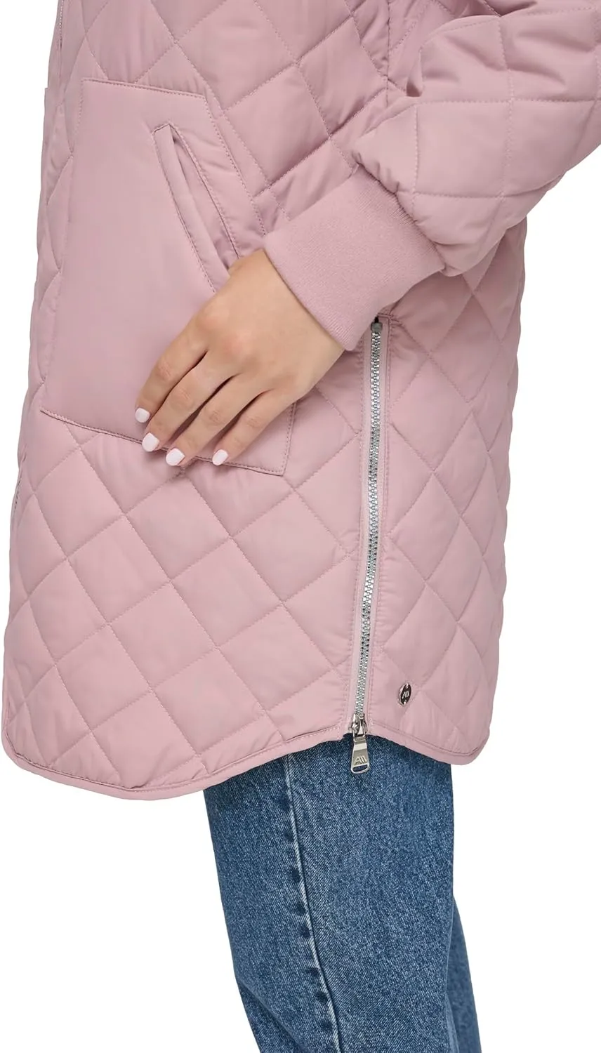 Andrew Marc Women's Quilted Longline Jacket with Side Zips