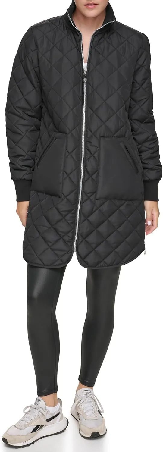 Andrew Marc Women's Quilted Longline Jacket with Side Zips