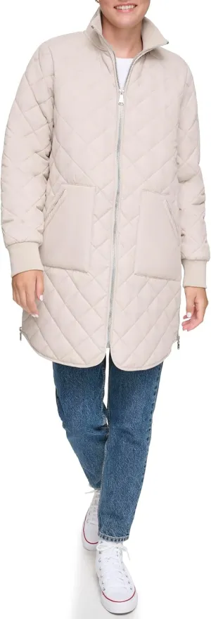 Andrew Marc Women's Quilted Longline Jacket with Side Zips