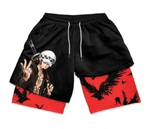 Anime Black and Red Mesh Gym Shorts