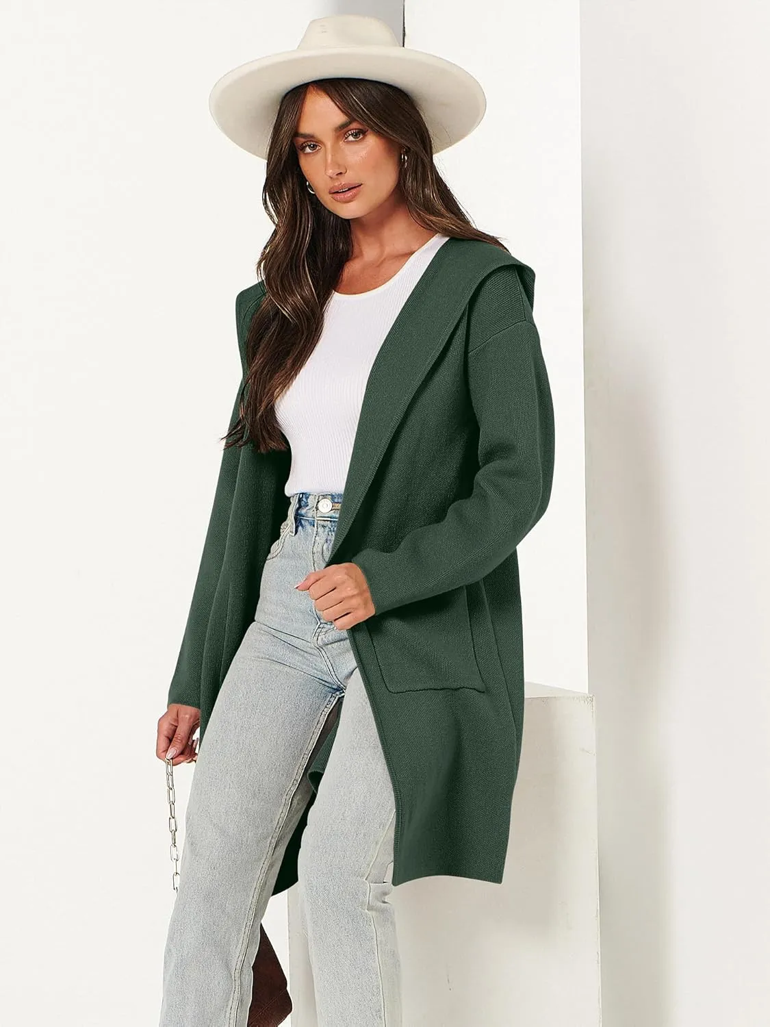 ANRABESS Women Cardigan Open Front Oversized Casual Knit Hoodie Sweater Coatigan Lady Coat 2025 Fall Trendy Outerwear