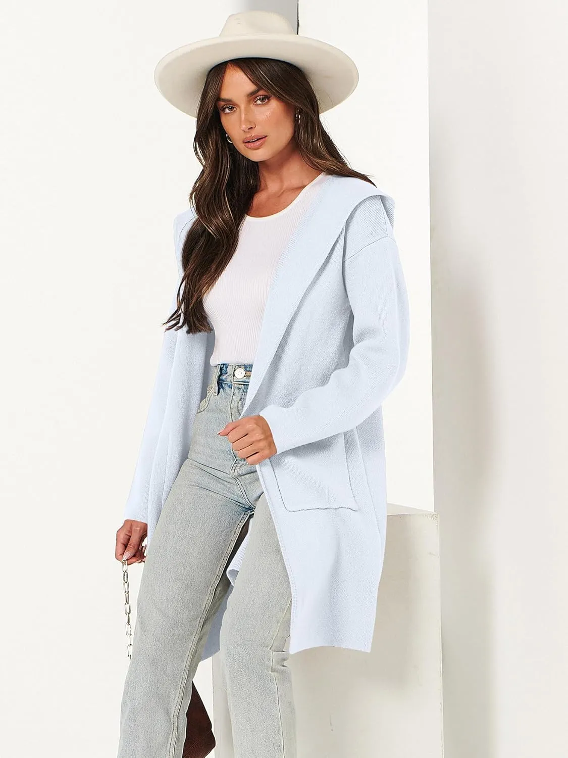 ANRABESS Women Cardigan Open Front Oversized Casual Knit Hoodie Sweater Coatigan Lady Coat 2025 Fall Trendy Outerwear