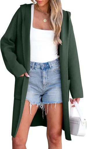 ANRABESS Women Cardigan Open Front Oversized Casual Knit Hoodie Sweater Coatigan Lady Coat 2025 Fall Trendy Outerwear