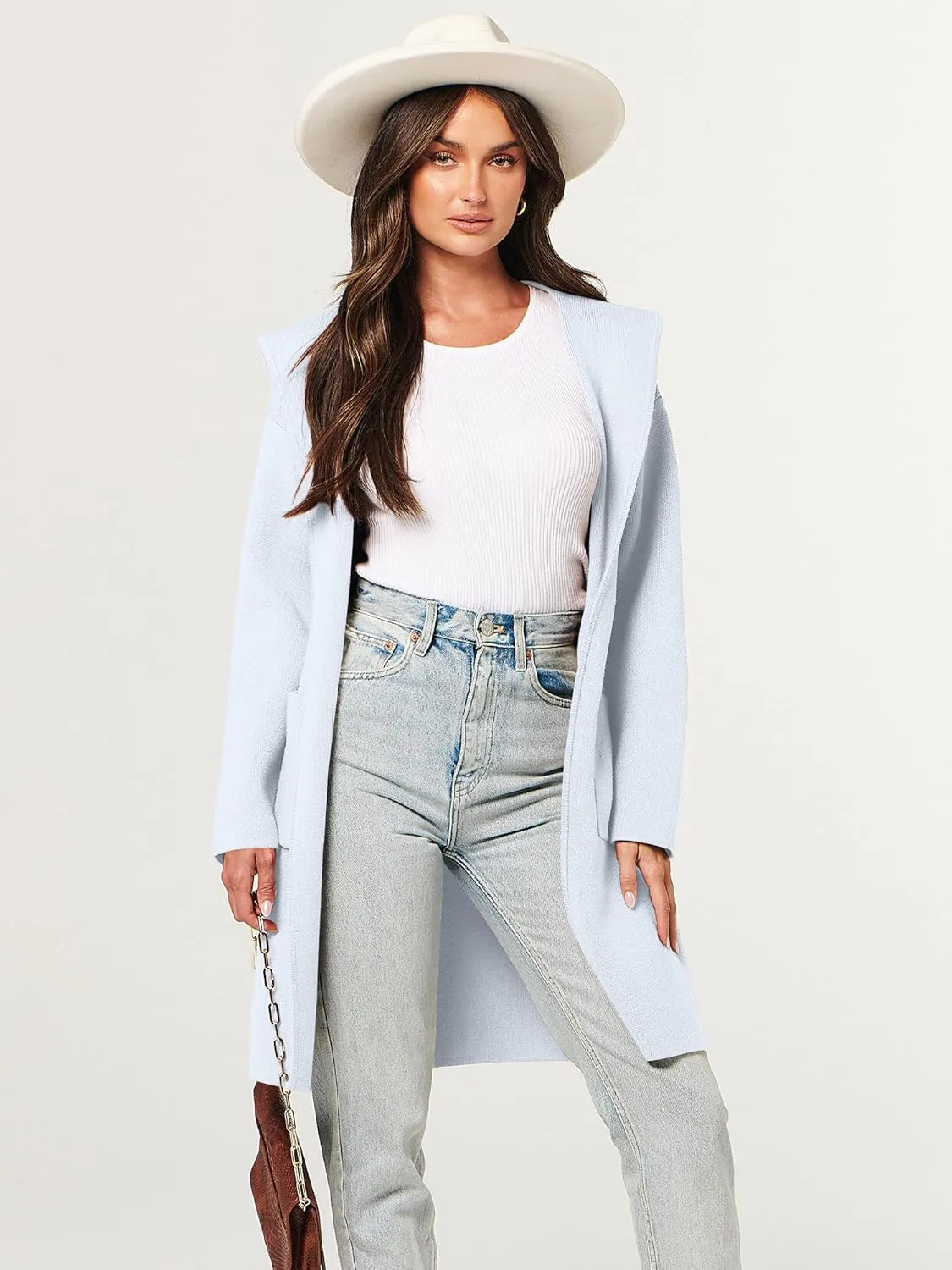 ANRABESS Women Cardigan Open Front Oversized Casual Knit Hoodie Sweater Coatigan Lady Coat 2025 Fall Trendy Outerwear