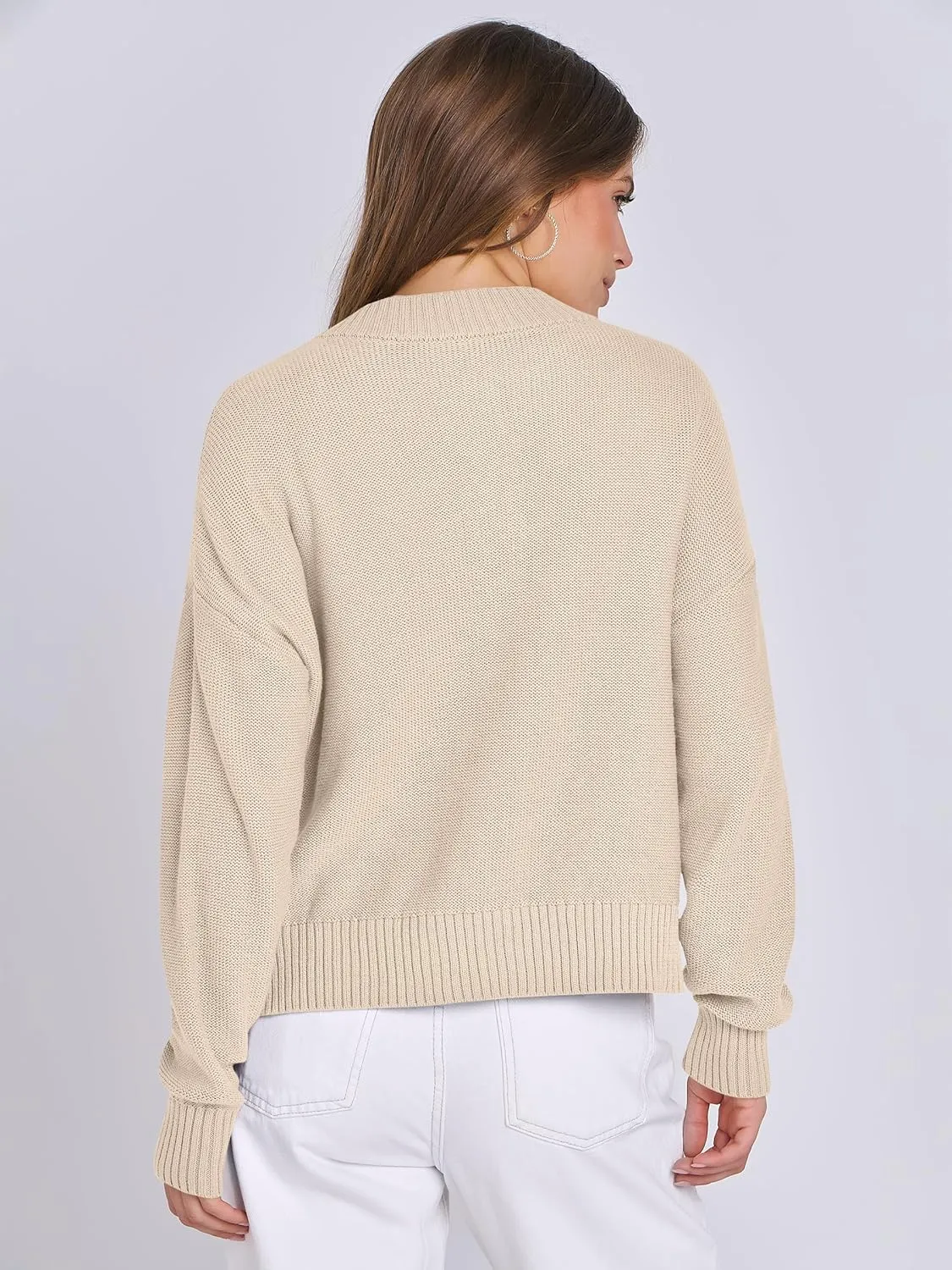 ANRABESS Women Knit Cardigans Sweater Open Front Button Down Long Sleeve Cropped Lady Jacket Outwear 2025 Spring Outfits