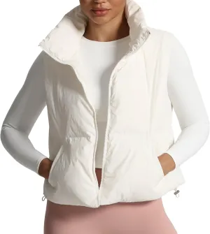 Aoxjox Women Penelope Puffer Vest Lightweight Autumn Winter Outerwear Warm Stand Collar Cropped Down with Pockets