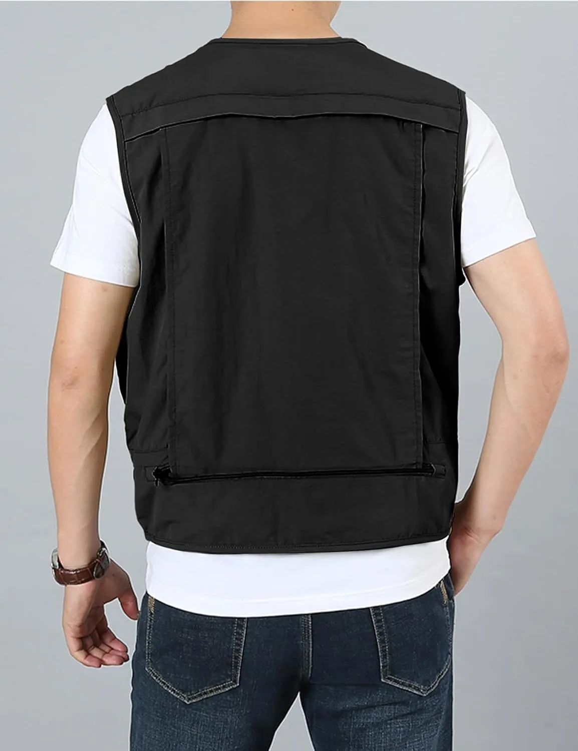 Arssm Men's Fishing Vest Outdoor Cargo Safari Hiking Travel Casual Lightweight Utility Vest With Pockets