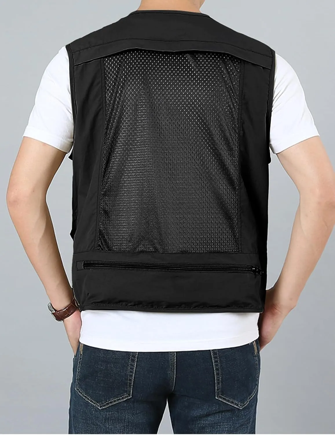 Arssm Men's Fishing Vest Outdoor Cargo Safari Hiking Travel Casual Lightweight Utility Vest With Pockets