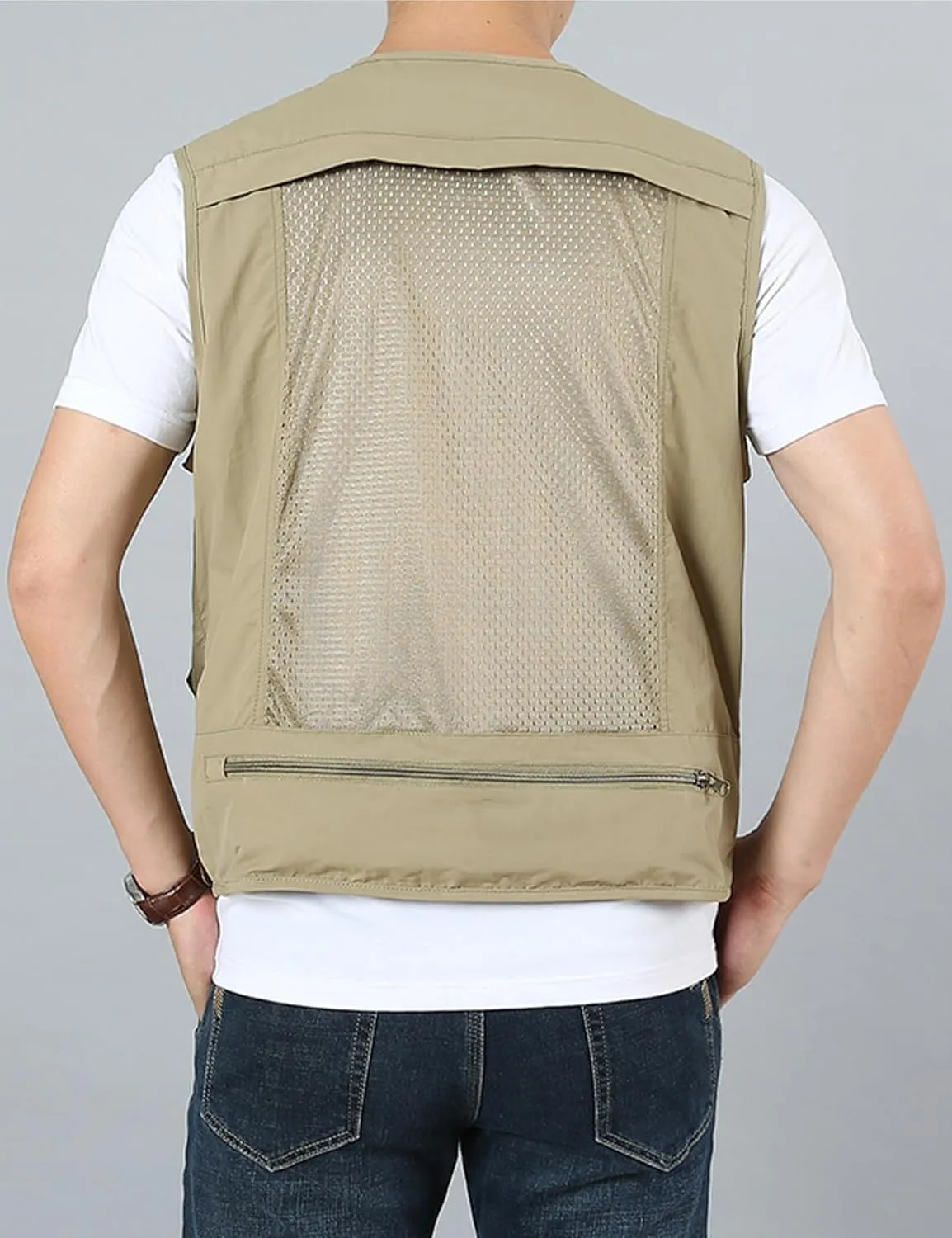 Arssm Men's Fishing Vest Outdoor Cargo Safari Hiking Travel Casual Lightweight Utility Vest With Pockets
