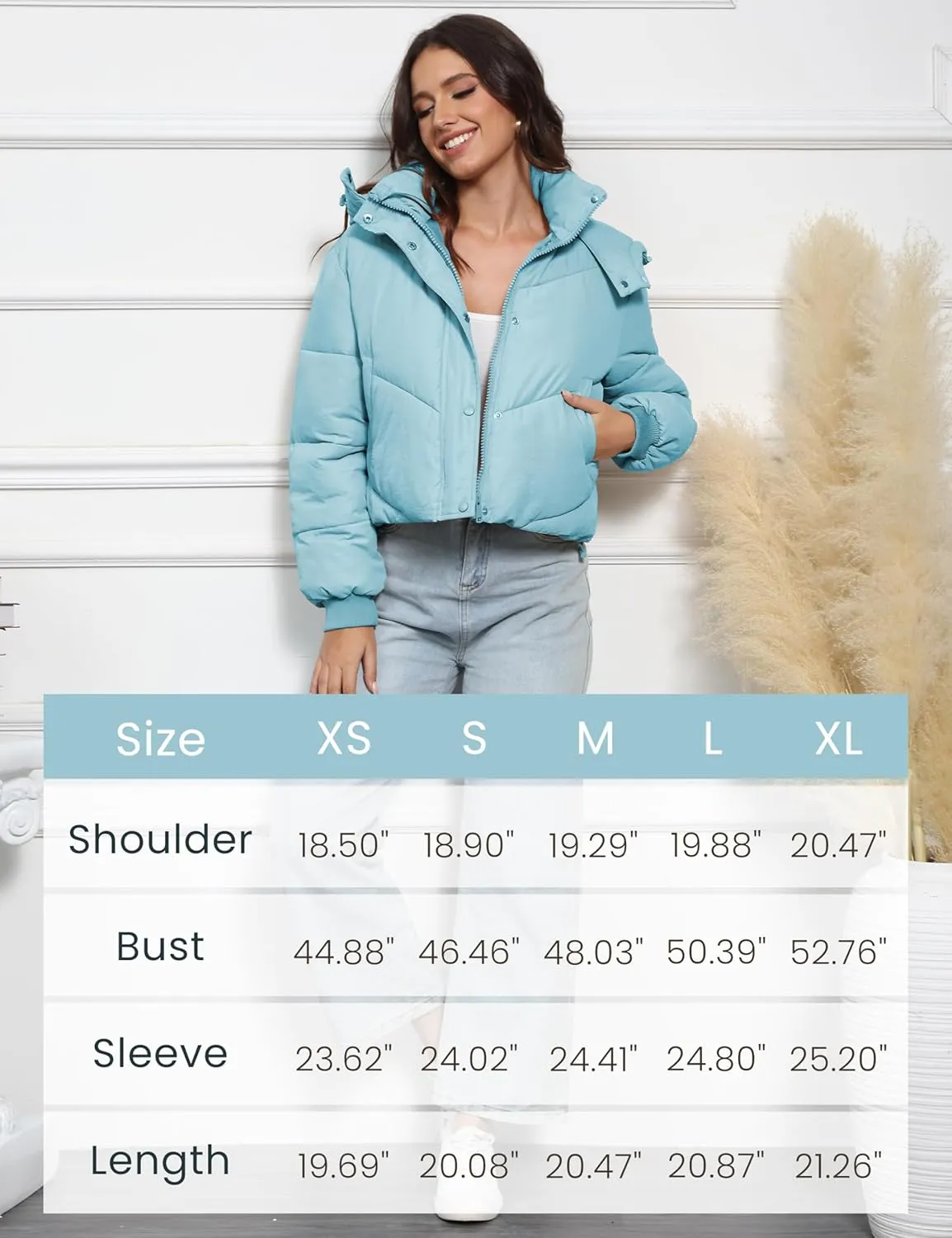Athlisan Womens Cropped Puffer Jacket Removable Hood Zip UP Winter Quilted Down Jackets