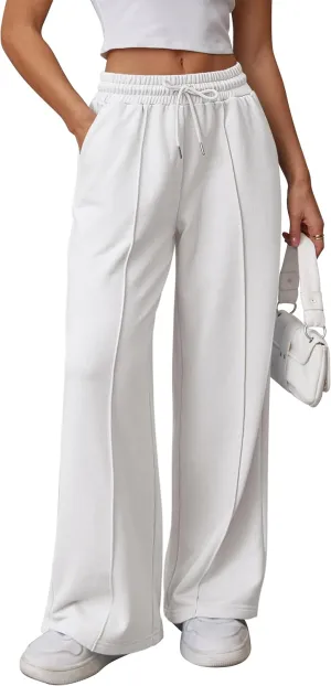 ATHMILE Womens Wide Leg Sweatpants High Waisted Baggy Pants Fashion Teen Girl Drawstring Athletic Joggers