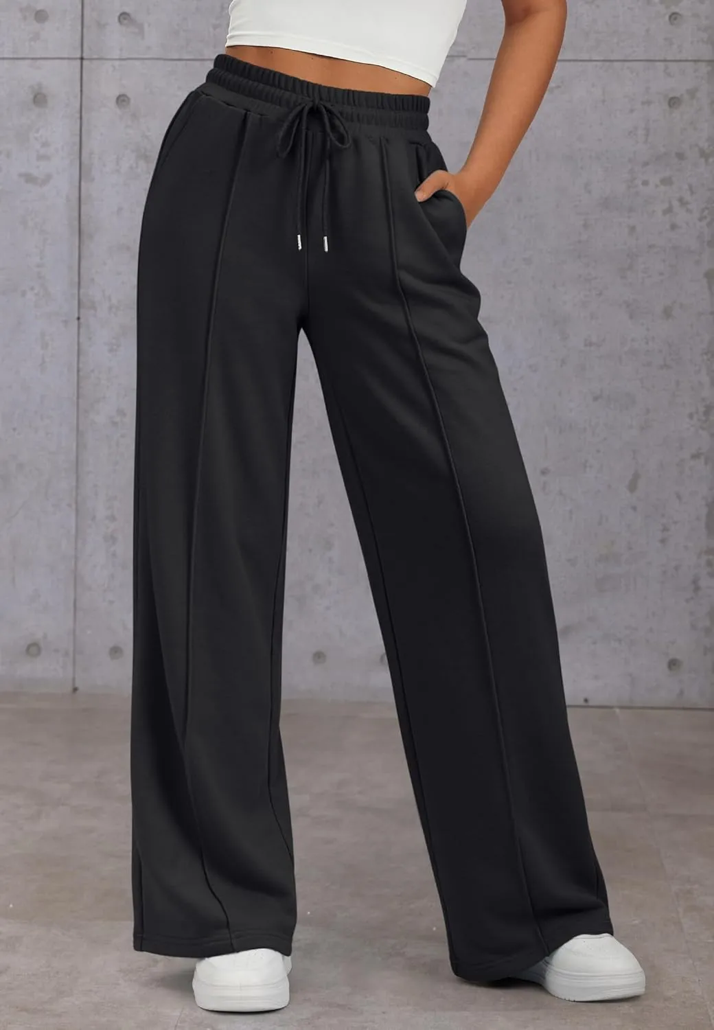 ATHMILE Womens Wide Leg Sweatpants High Waisted Baggy Pants Fashion Teen Girl Drawstring Athletic Joggers