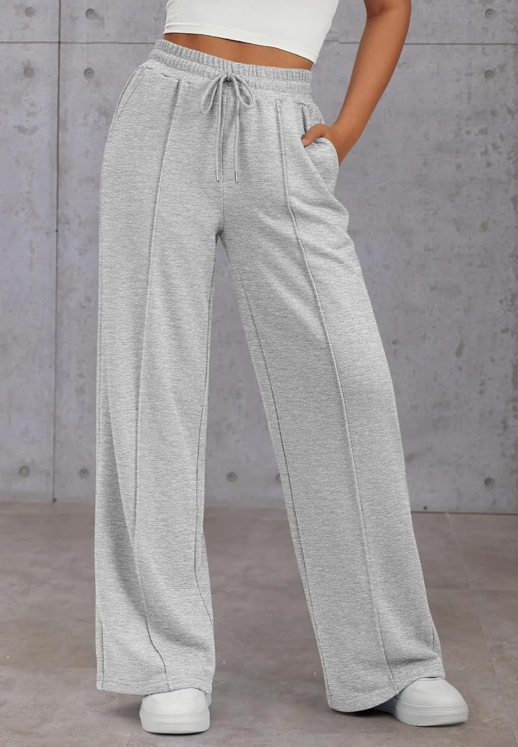 ATHMILE Womens Wide Leg Sweatpants High Waisted Baggy Pants Fashion Teen Girl Drawstring Athletic Joggers