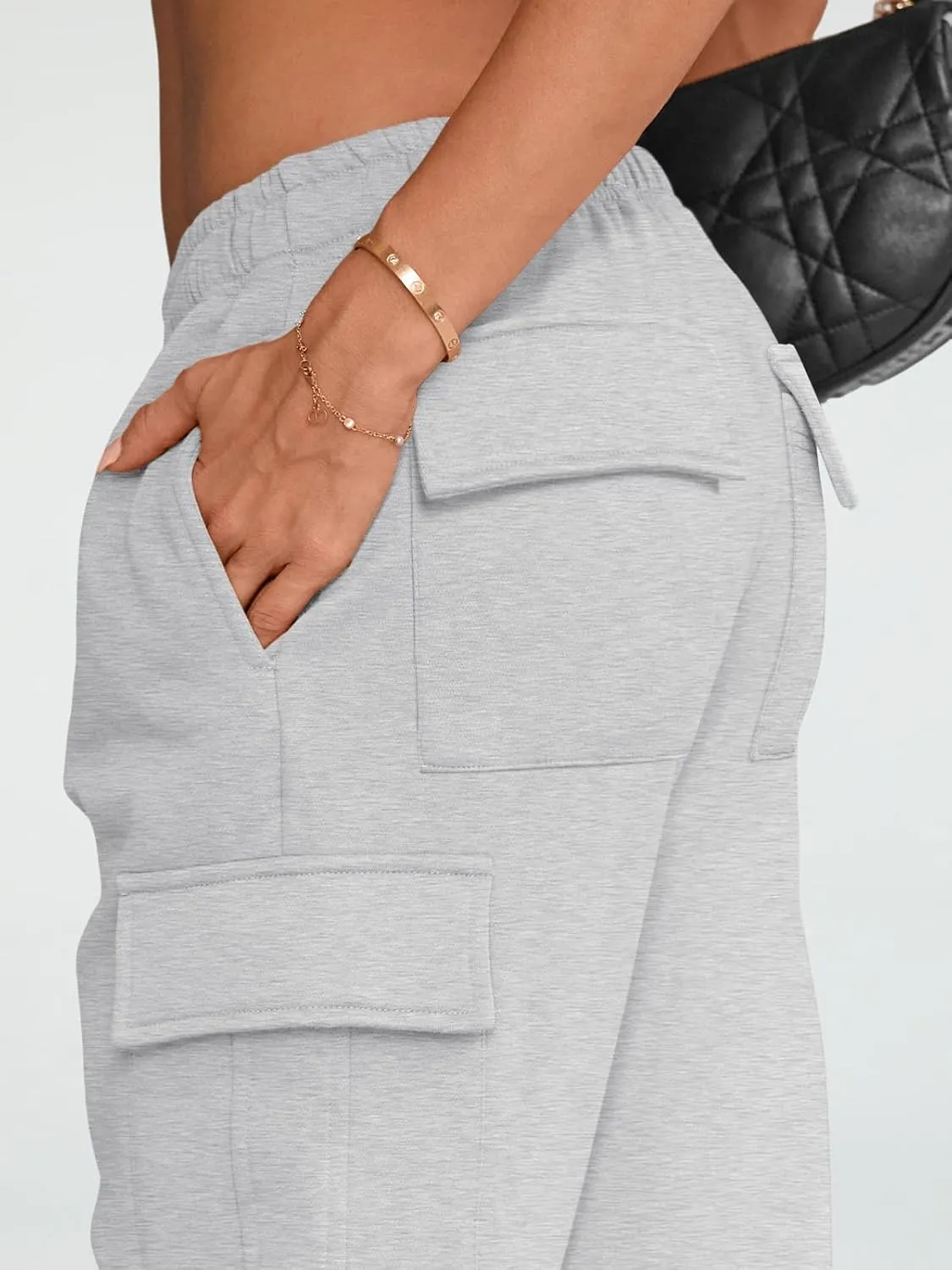 AUTOMET Womens Cargo Sweatpants Wide Leg Fleece Lined Y2k Pants Fall Winter Baggy Joggers with Pockets