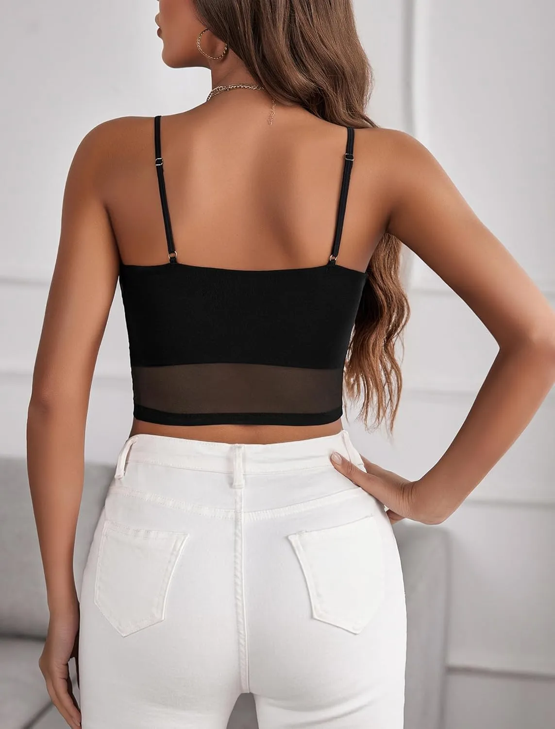 Avidlove Bralettes for Women Spaghetti Strap Mesh Tank Top Tube Slim Y2K Camisole