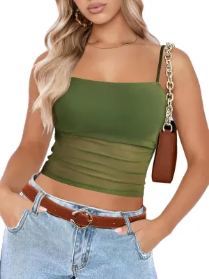 Avidlove Bralettes for Women Spaghetti Strap Mesh Tank Top Tube Slim Y2K Camisole