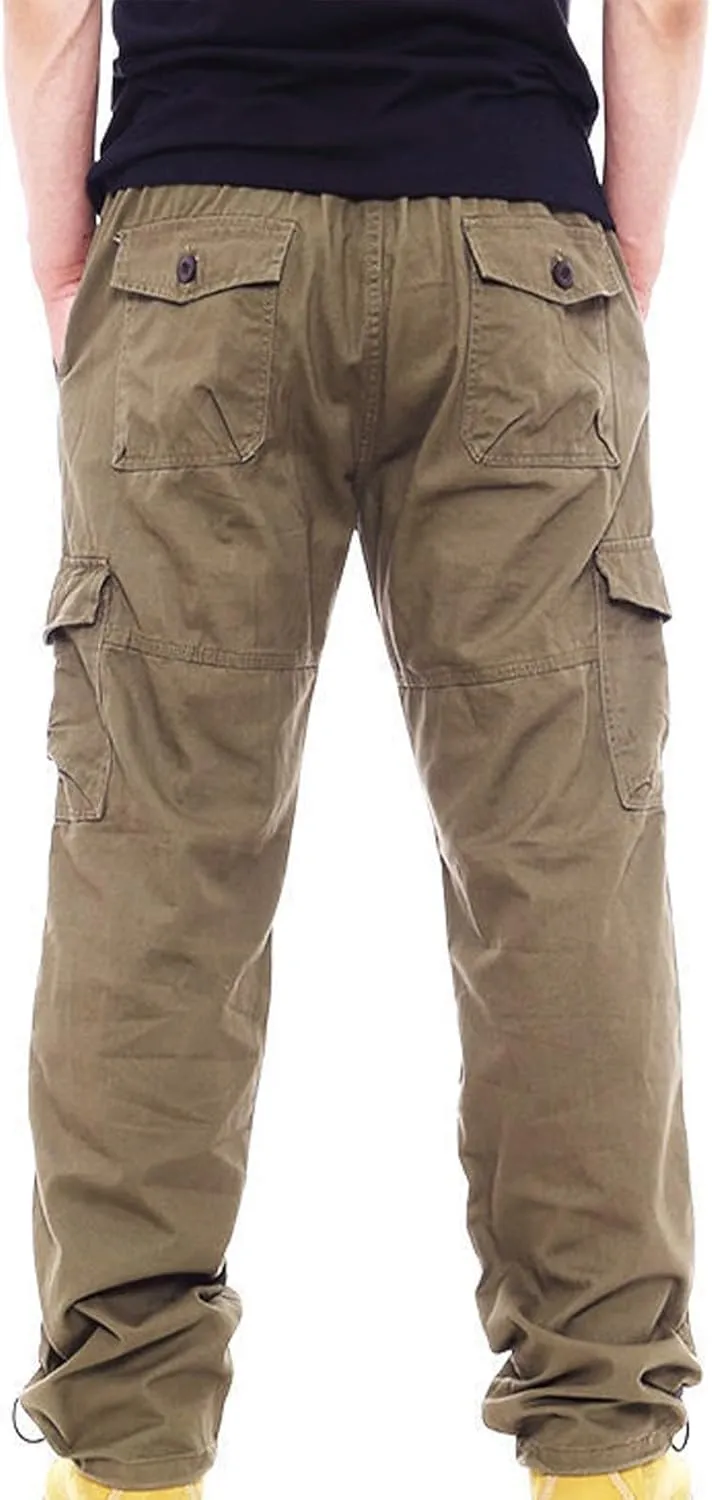 Aymnlox Mens Tactical Cargo Pants Casual Loose Fit Outdoor Sweatpants with Multiple Pockets Pants Straight Leg Workout Pants