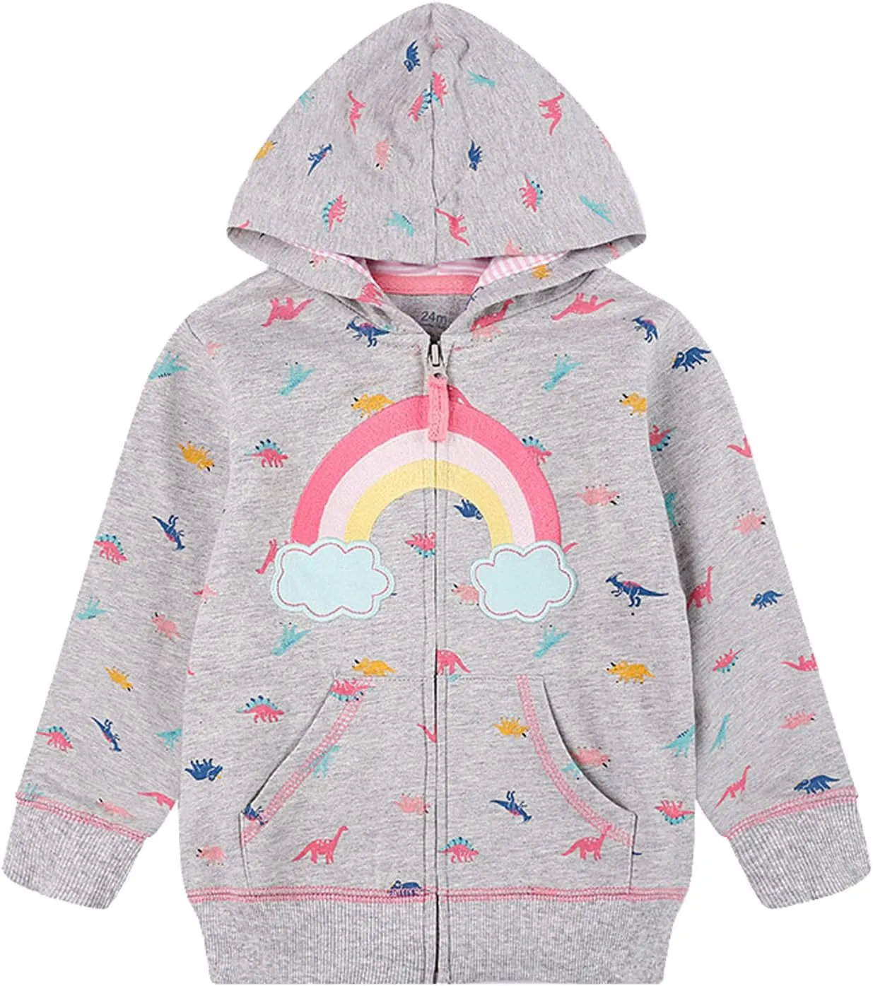 Baby Girl Zip-up Jacket Rainbow Unicorn Cotton Hoodie Sweatshirt Toddler Fall Coat Kids Winter Outfits Outerwear 2t-7t